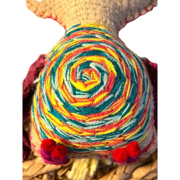 NWOT Wool Owl Folk Art Handmade, Handstitched Artisanal Decor Toy Charming Boho - Picture 5 of 11